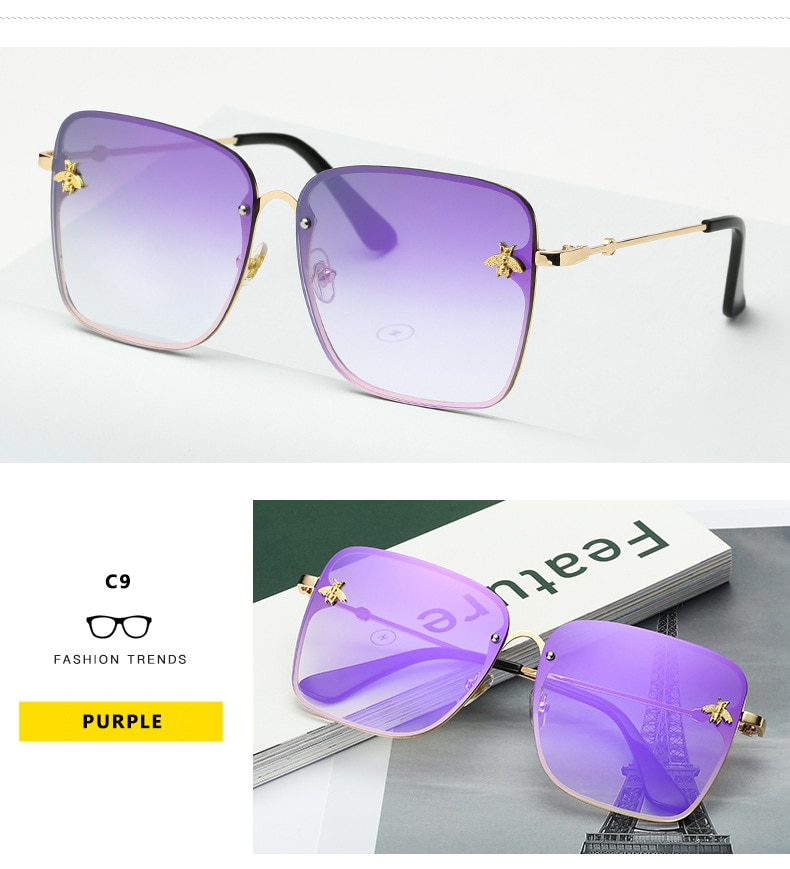 Oversized Rimless Square Shaped Sunglasses