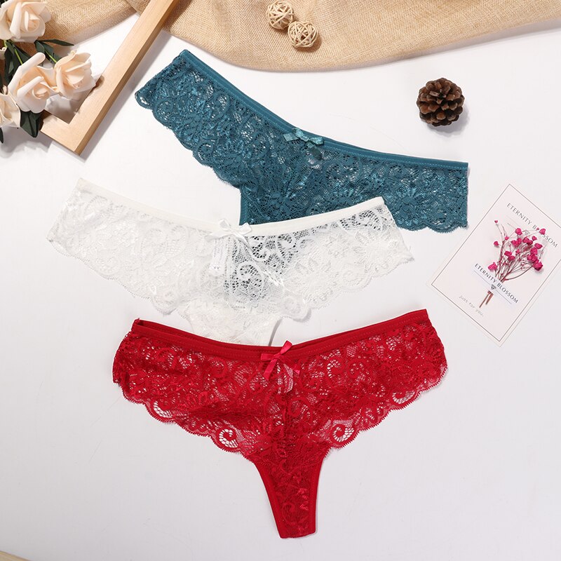 Women's Lace Sexy G-String 3 Pcs Set