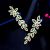 CWWZircons Dazzling Gold Color Green Cubic Zirconia Leaf Shape Dangle Drop Women Long Earrings for Wedding Party Wear CZ084